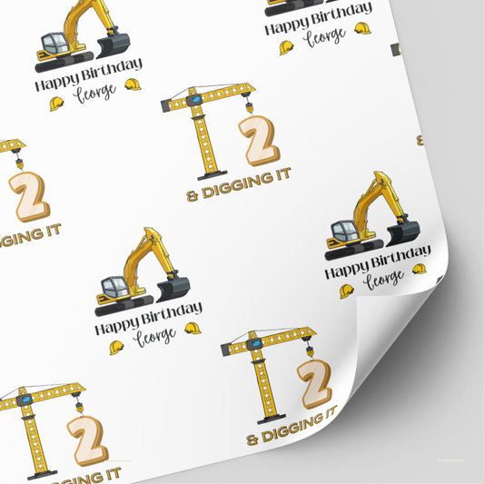 Digger Birthday Wrapping Paper