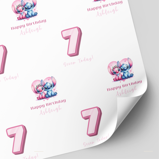 Stitch & Angel Birthday Wrapping Paper