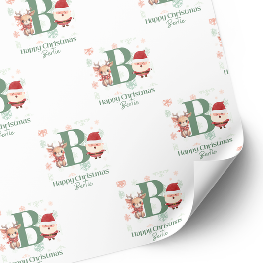 Green Initial Christmas Wrapping Paper