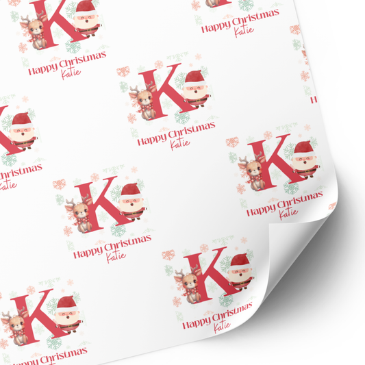 Red Initial Christmas Wrapping Paper