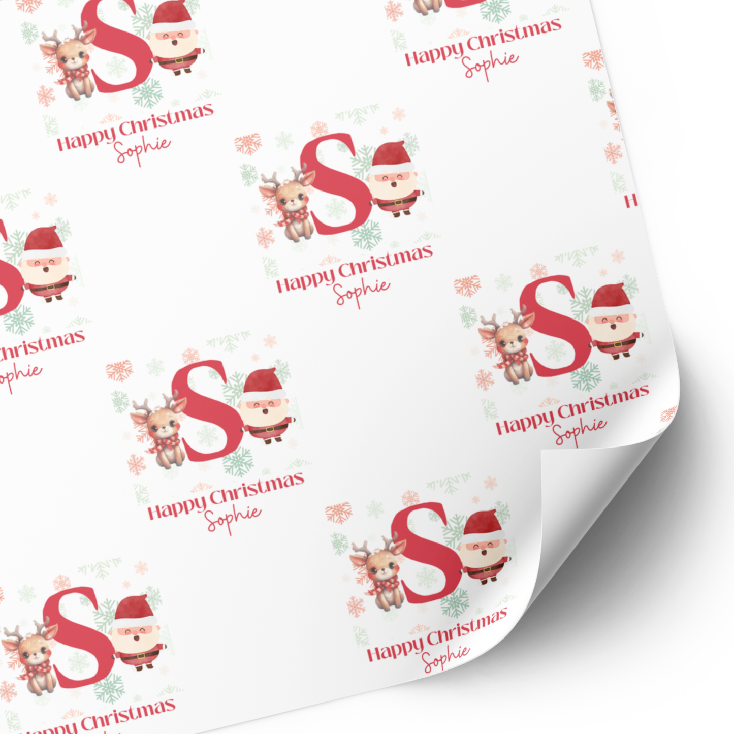 Red Initial Christmas Wrapping Paper
