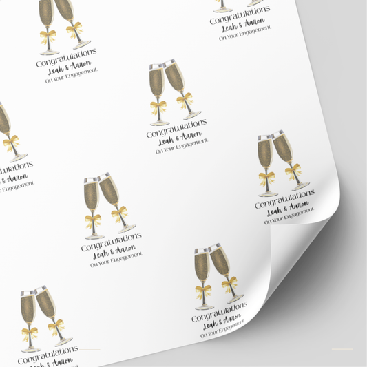 Champagne Engagement Wrapping Paper