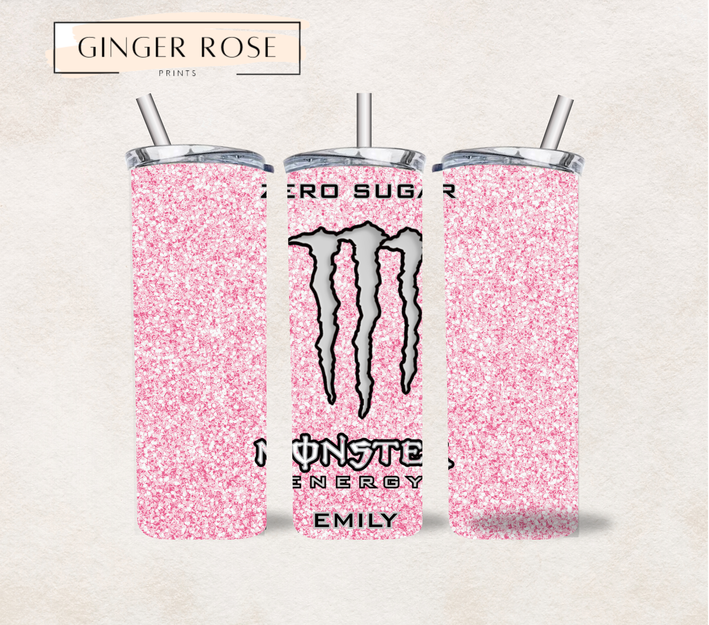 Personalised Pink Monster 20oz Tumbler