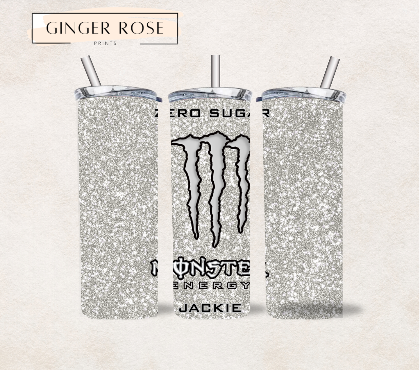 Personalised Silver Monster 20oz Tumbler