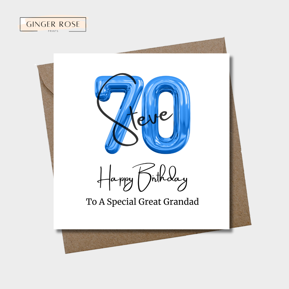 70th Balloon Birthday Card