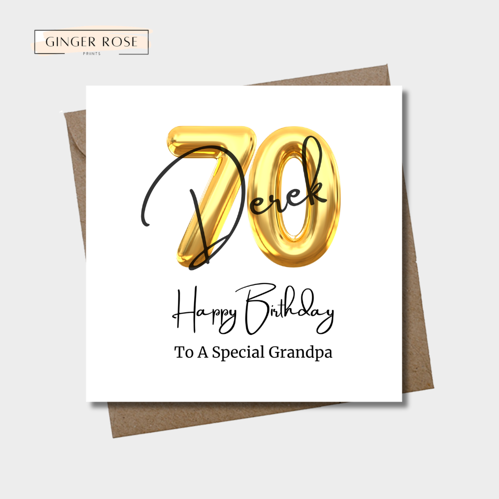 70th Balloon Birthday Card
