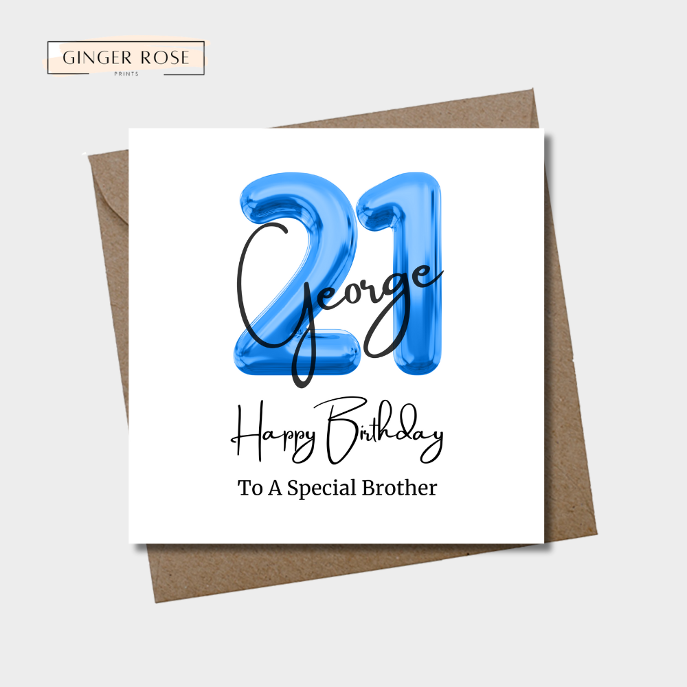 21st Balloon Birthday Card