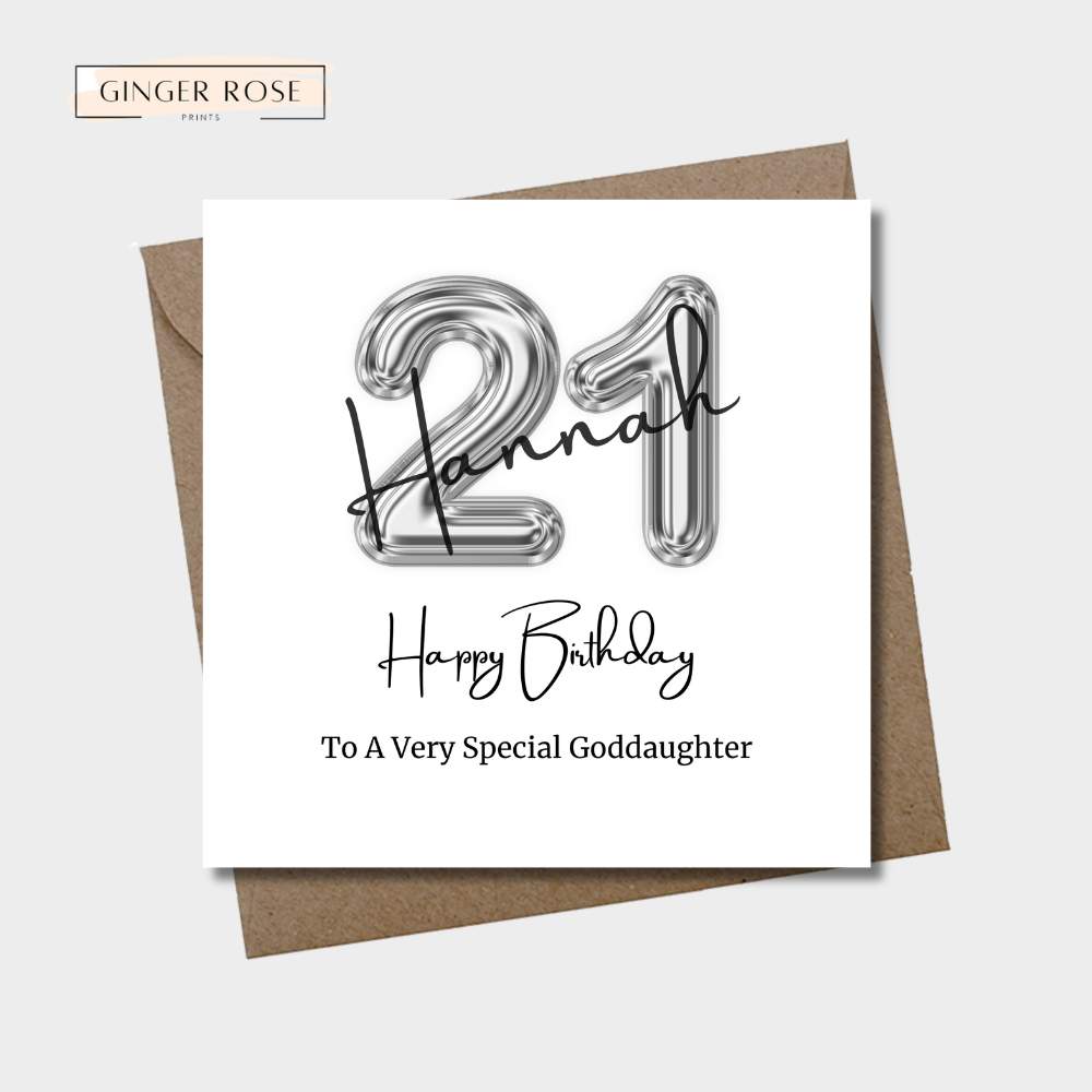 21st Balloon Birthday Card