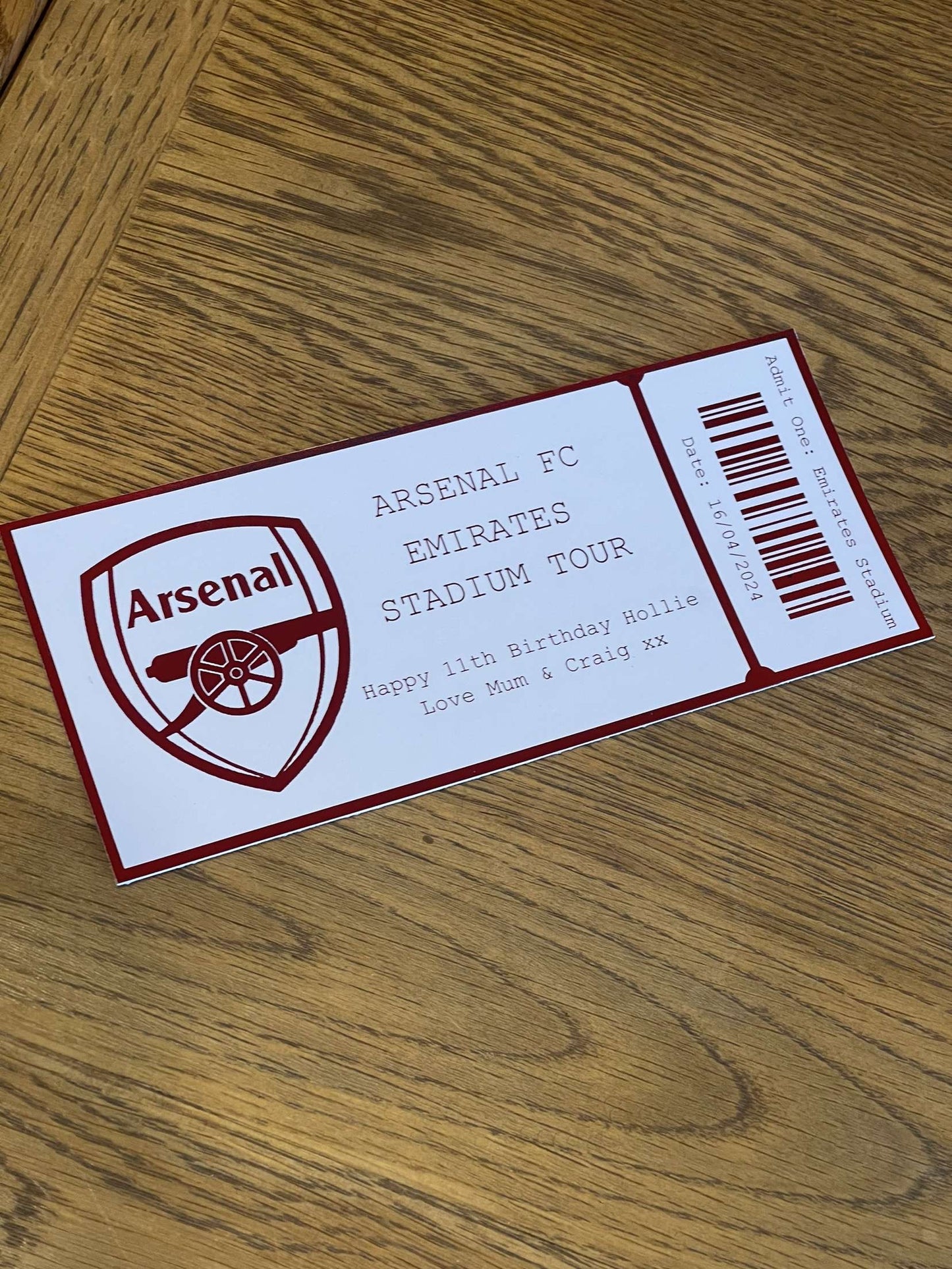 Personalised Football Stadium Tour Foil Ticket