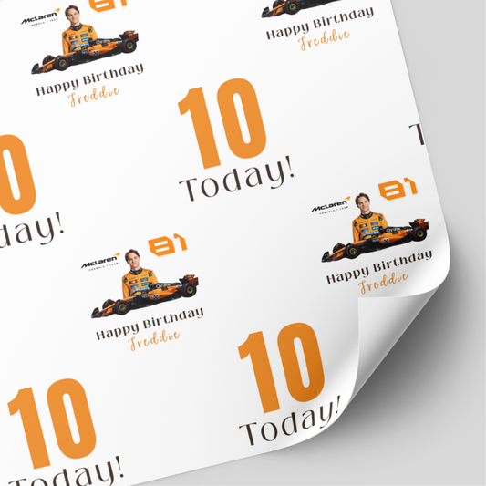 Oscar Piastri Formula One Birthday Wrapping Paper