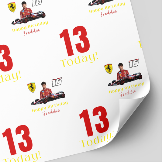 Charles Leclerc Formula One Birthday Wrapping Paper