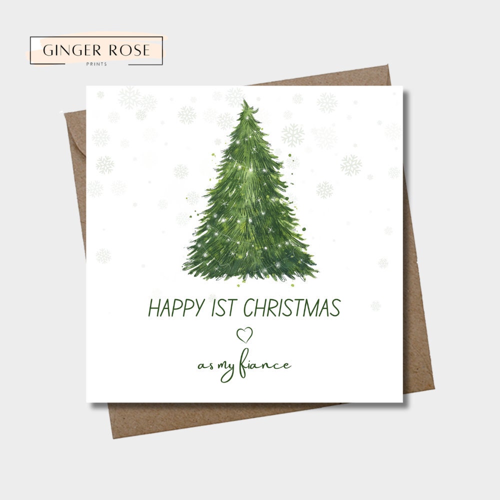 Happy 1st Christmas Card for Wife or Fiancée | Christmas Tree Card