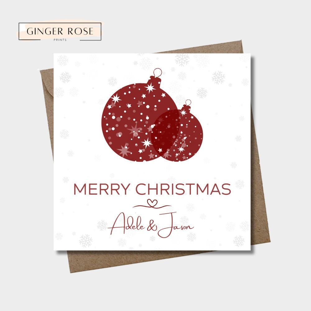 Personalised Merry Christmas Card | Bauble Christmas Card