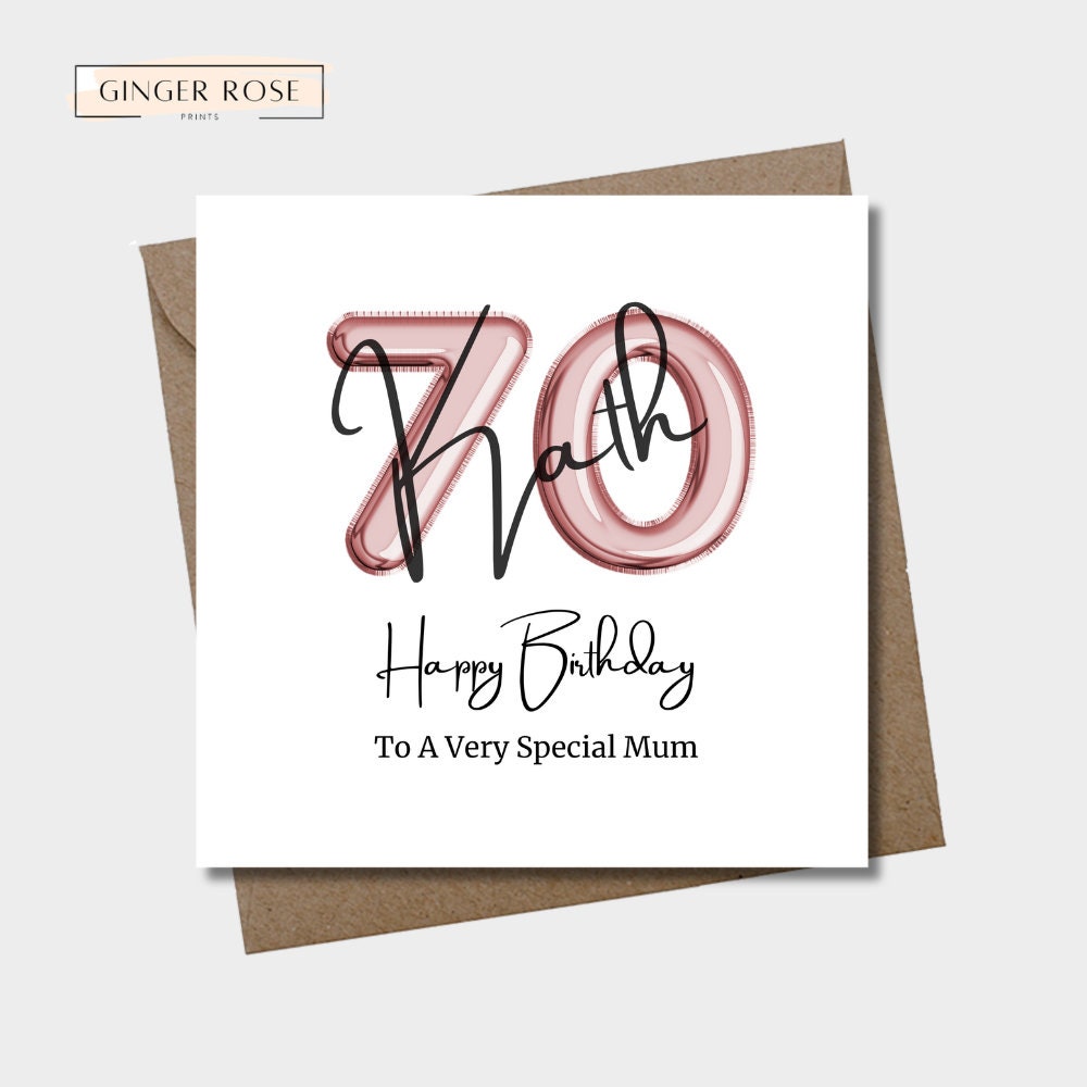 70th Balloon Birthday Card