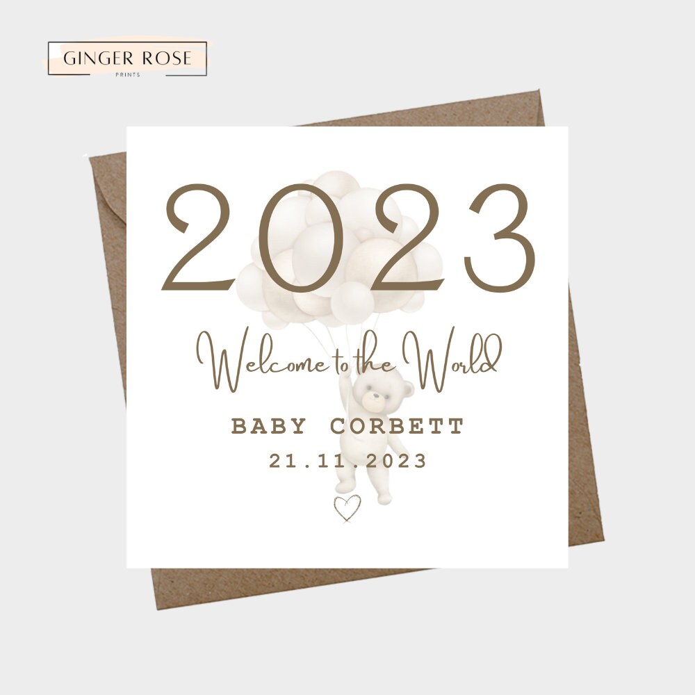 Welcome To The World Bear & Balloon Card
