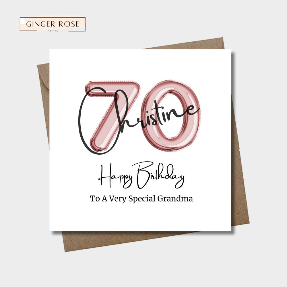 70th Balloon Birthday Card