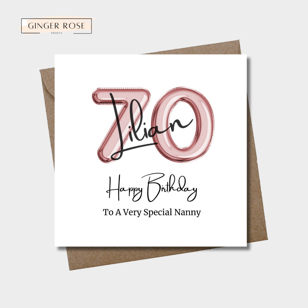 70th Balloon Birthday Card