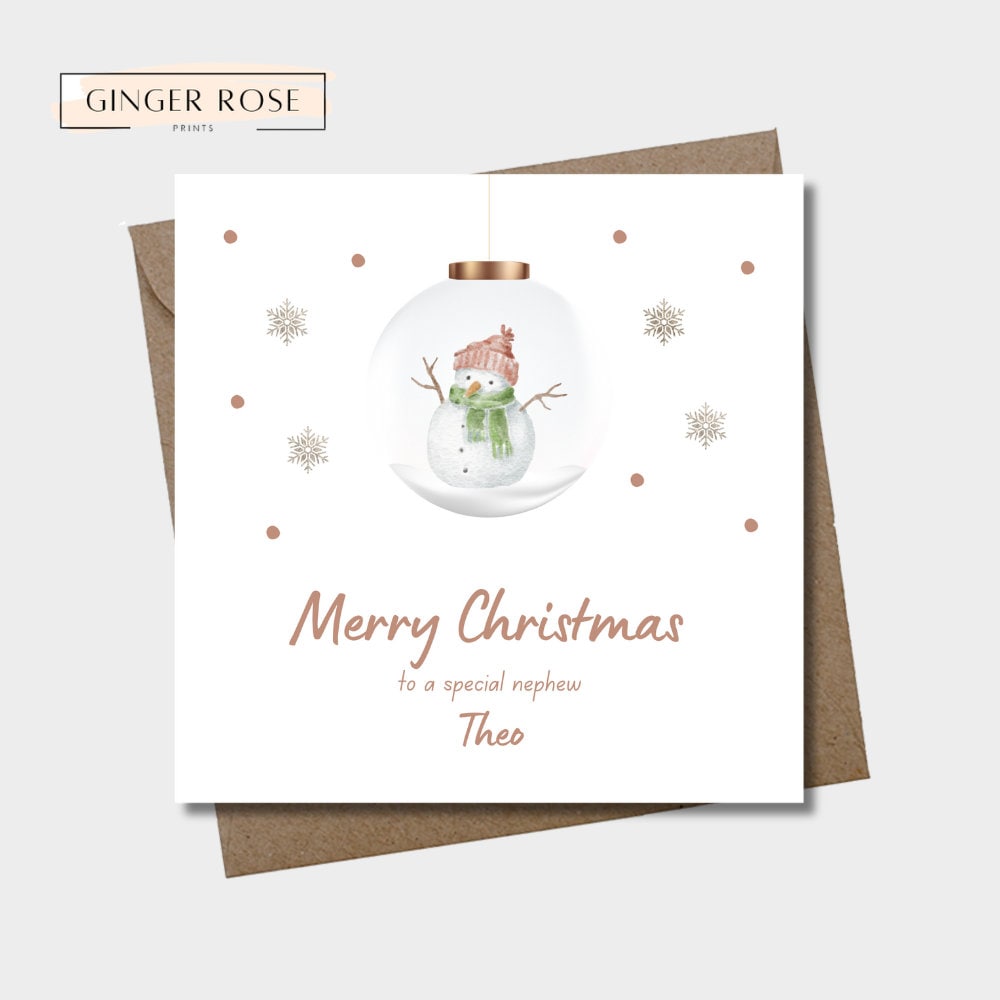 Snowman Snow-globe Card For Son, Grandson, Godson, Nephew, Cousin, Brother
