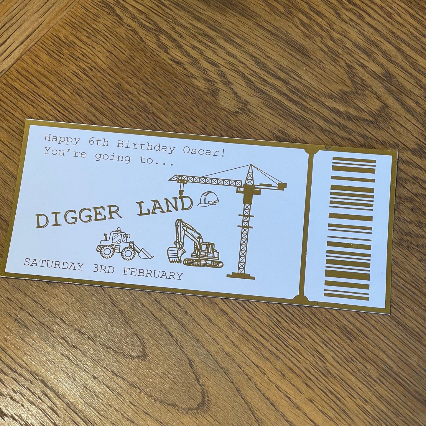 Personalised Diggerland Foil Ticket