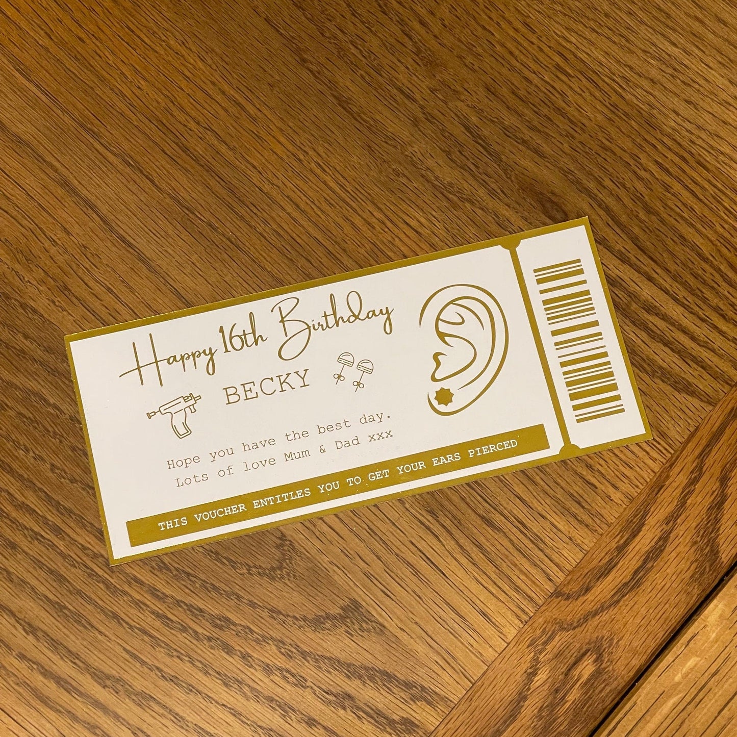 Personalised Ear Piercing Ticket