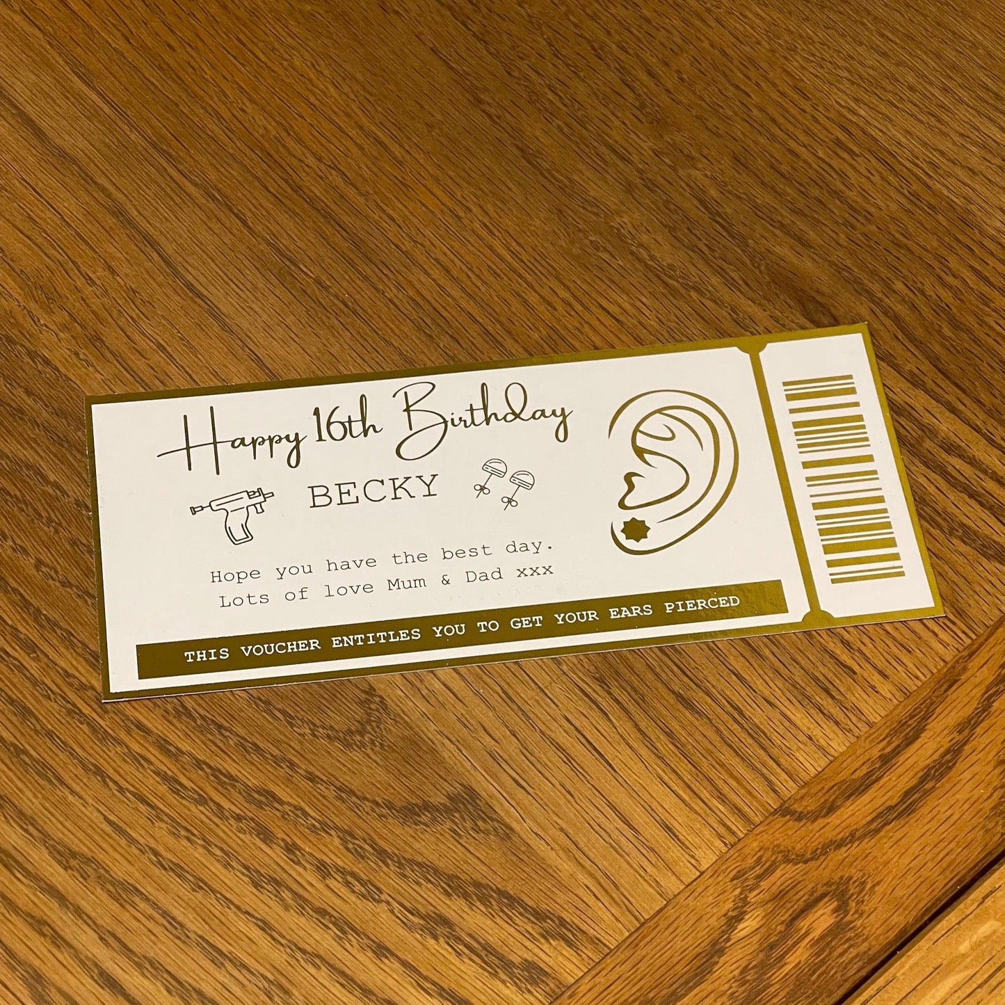 Personalised Ear Piercing Ticket