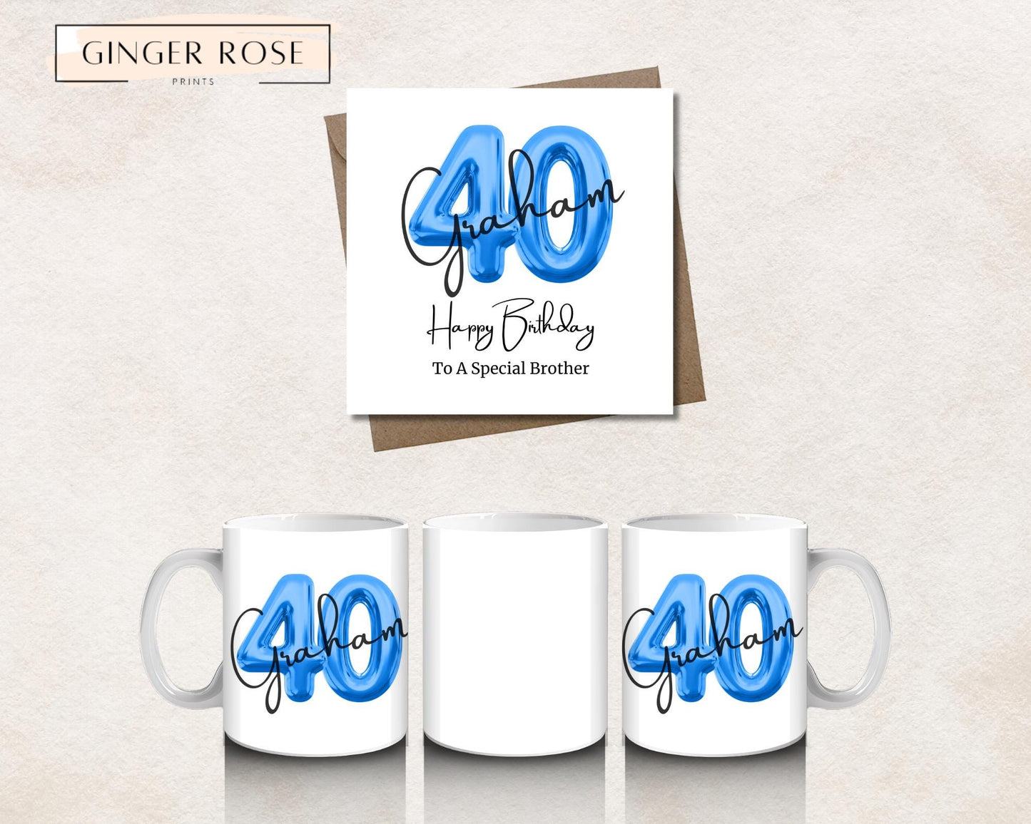 40th Birthday Mug: Balloon Design