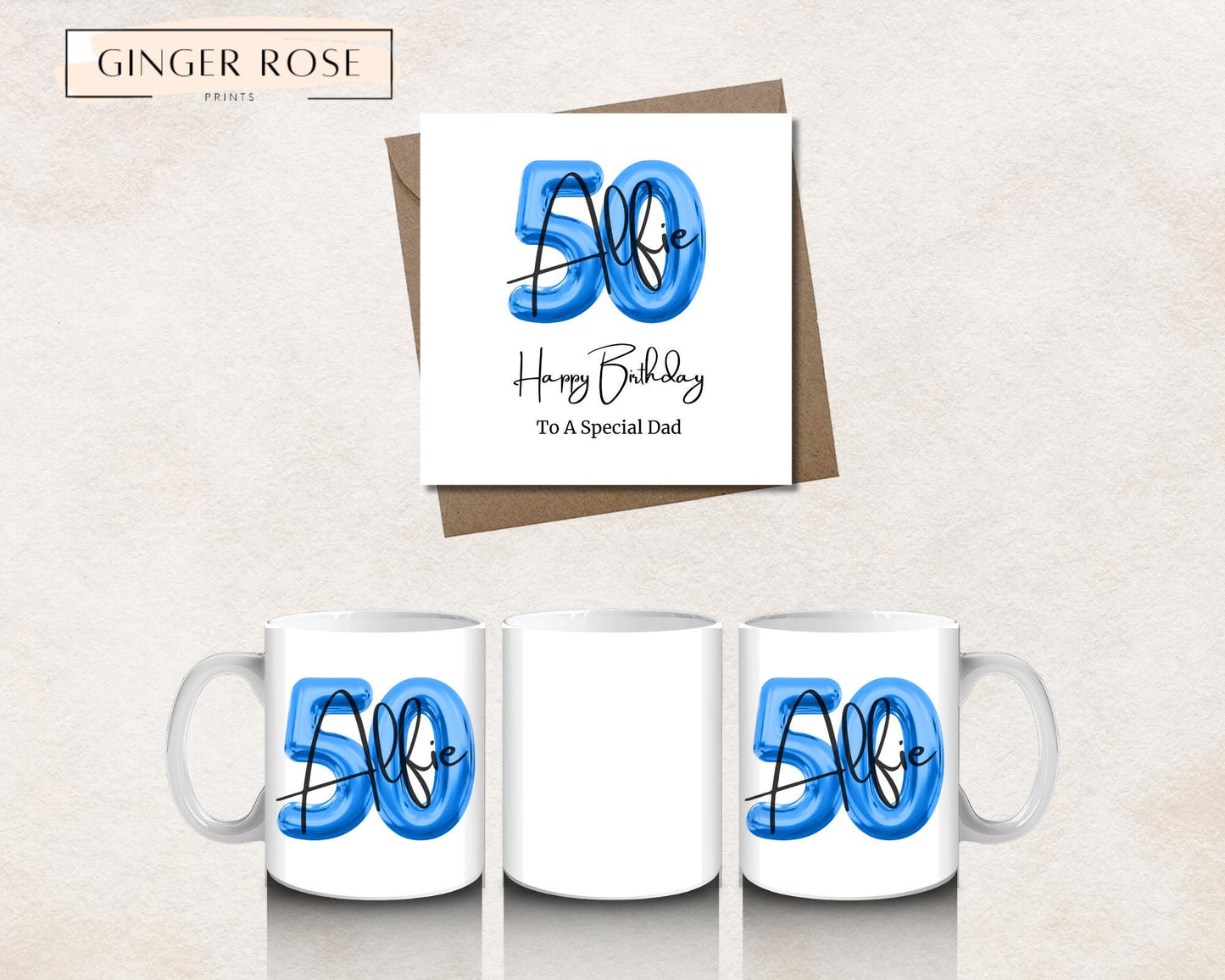 50th Birthday Mug: Balloon Design