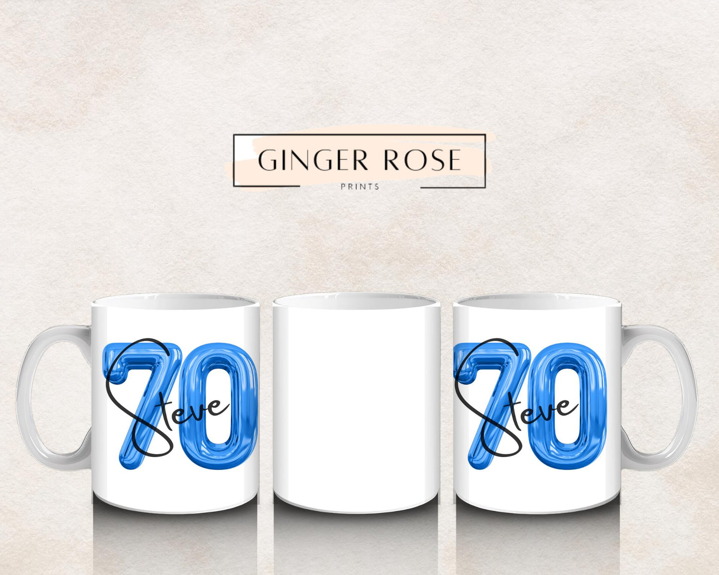 70th Birthday Mug: Balloon Design
