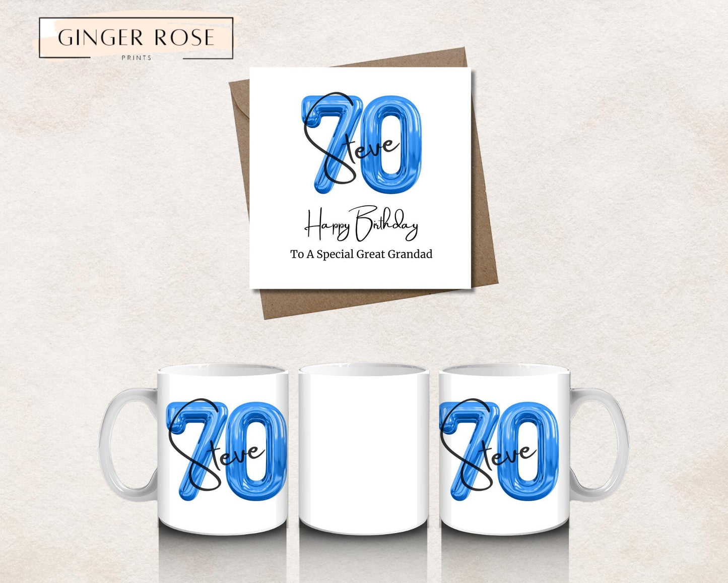 70th Birthday Mug: Balloon Design