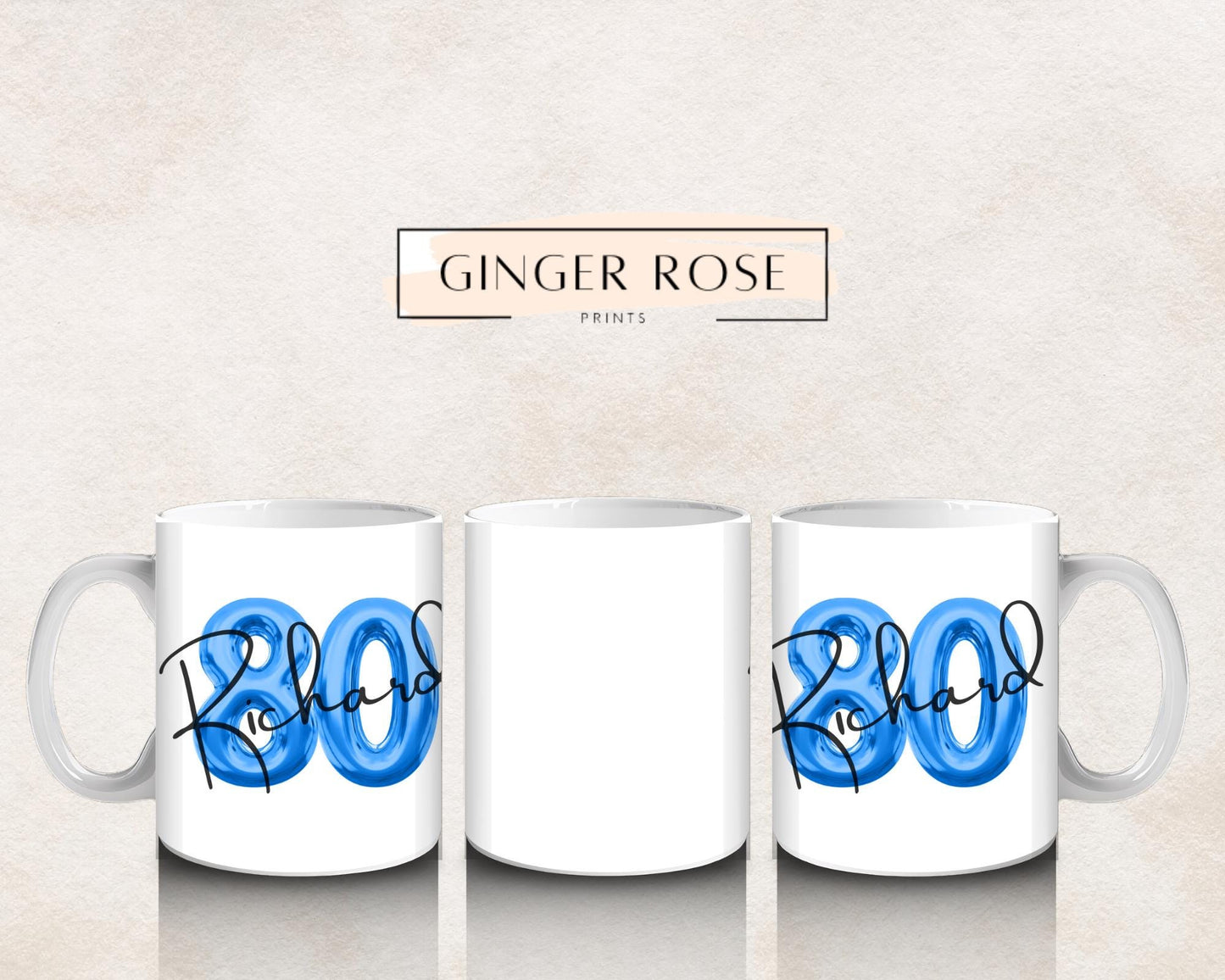 80th Birthday Mug: Balloon Design