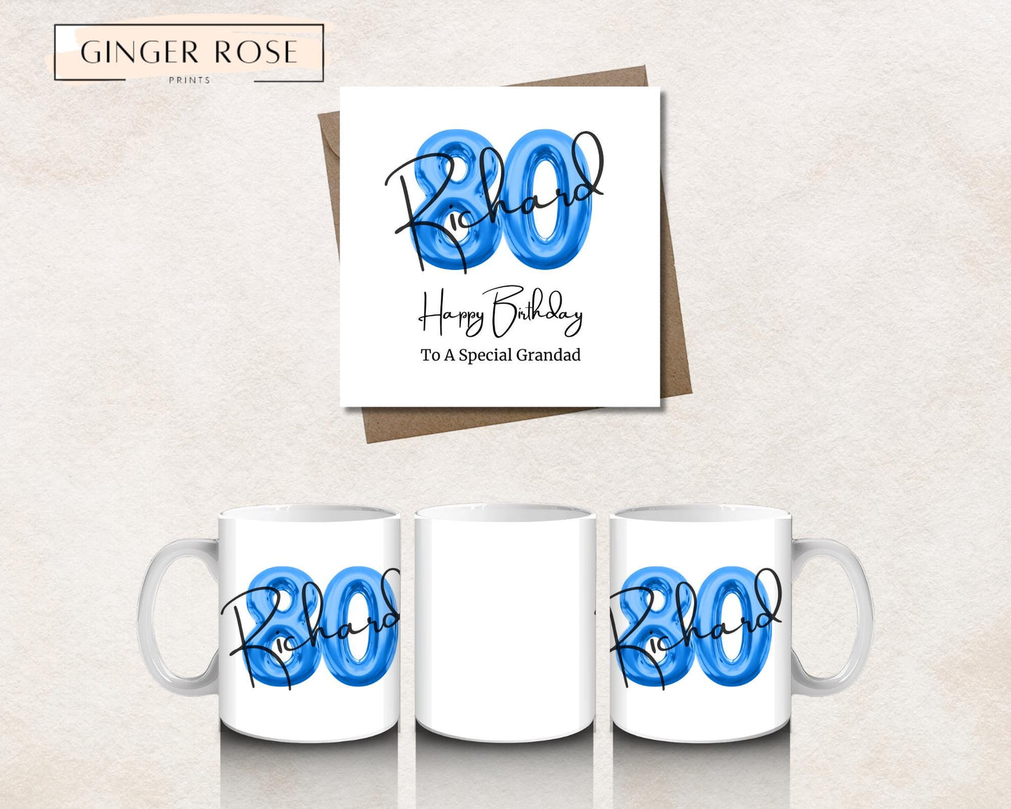 80th Birthday Mug: Balloon Design