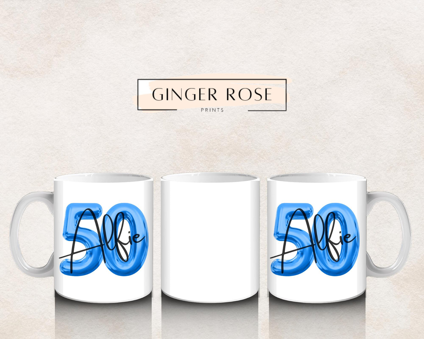 50th Birthday Mug: Balloon Design