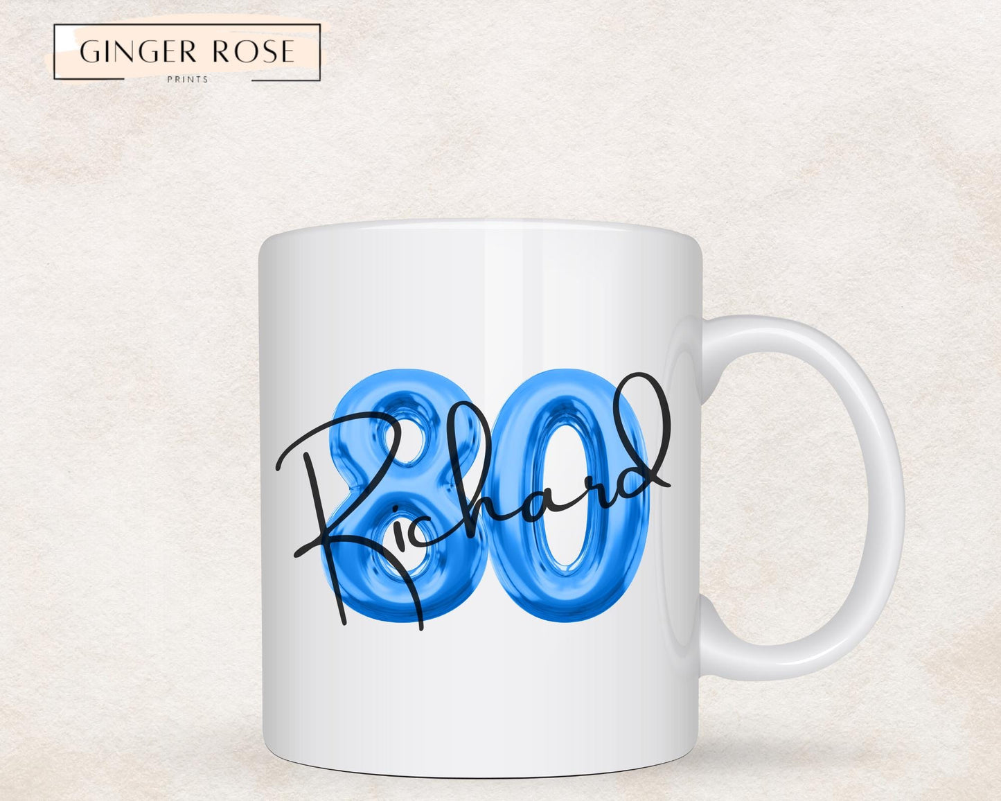 80th Birthday Mug: Balloon Design
