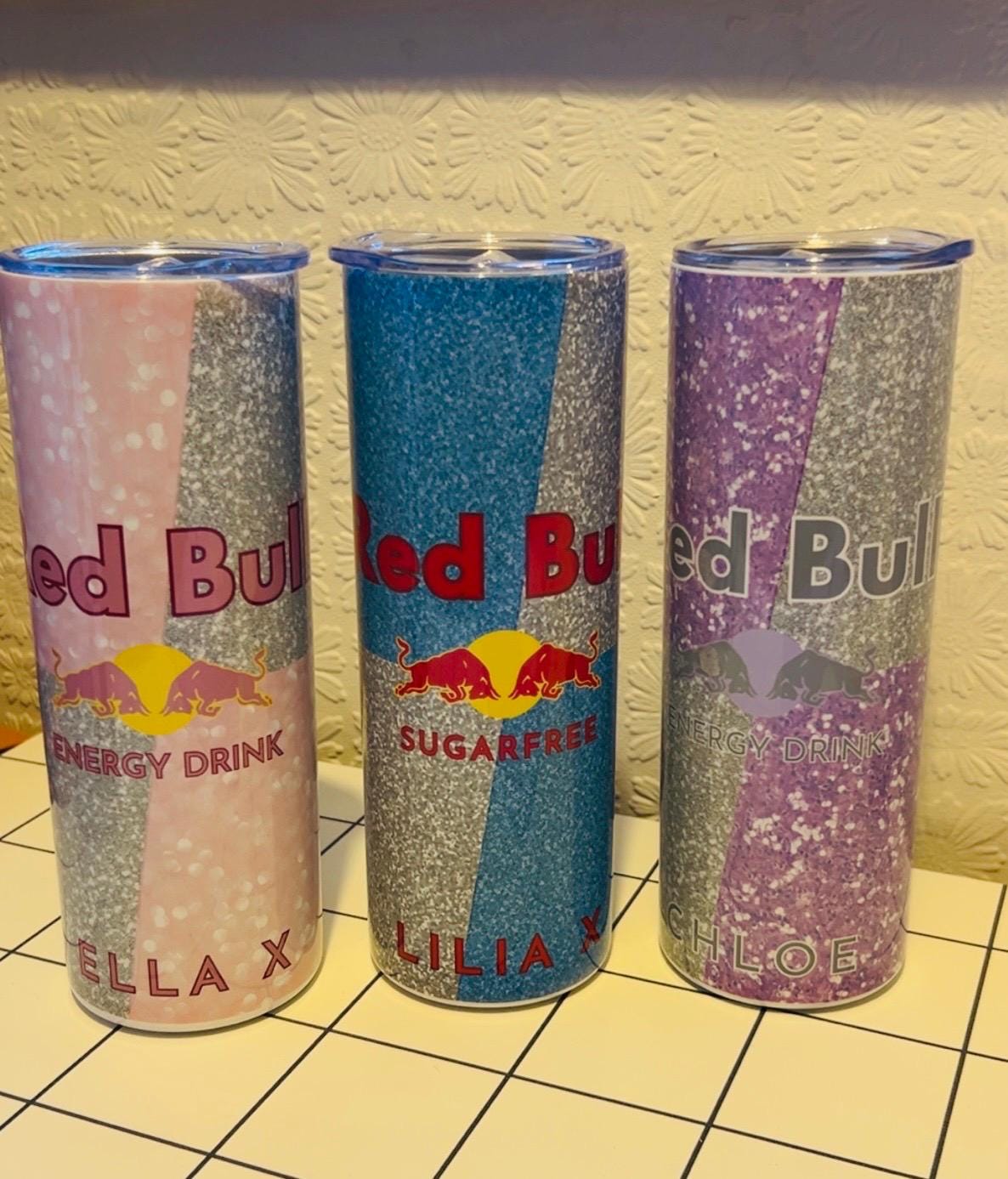 Silver & Purple Red Bull 20oz Tumbler