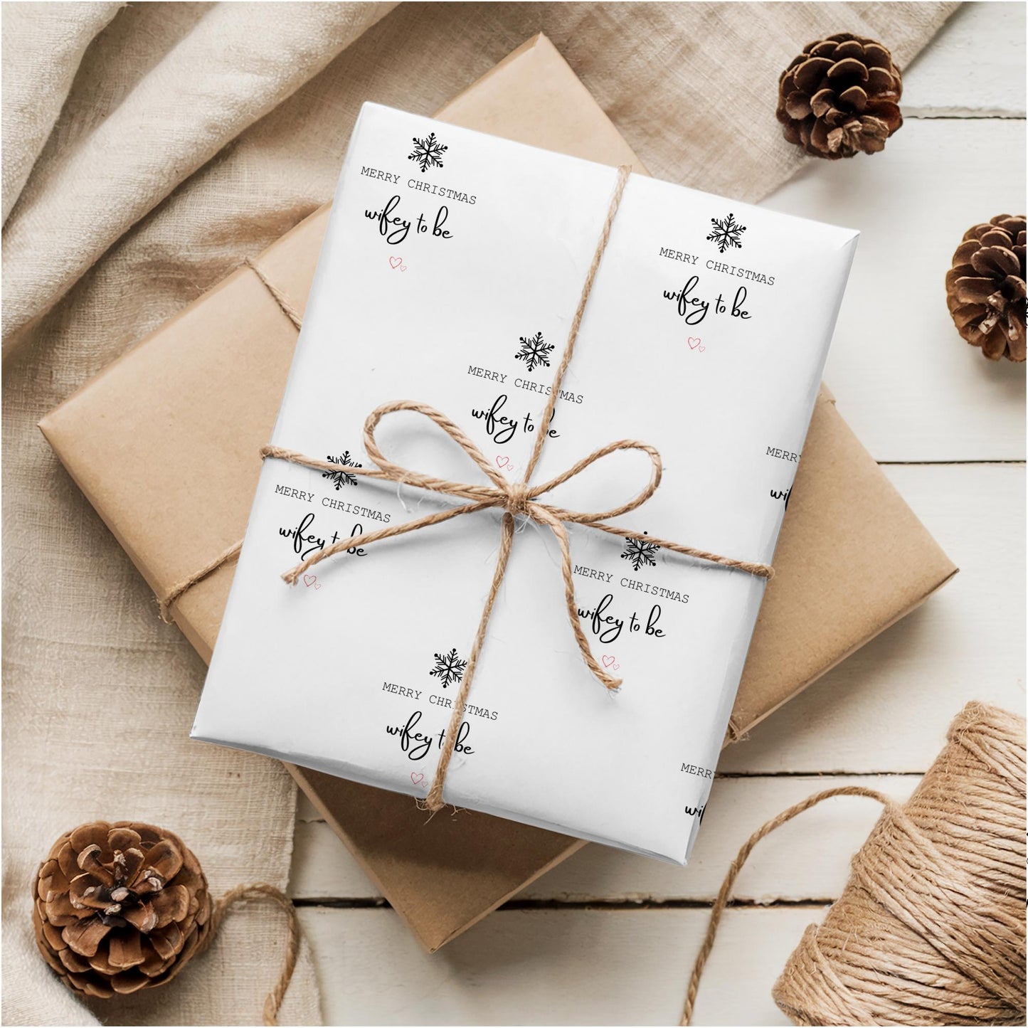 Snowflake Wrapping Paper for Hubby To Be or Wifey To Be