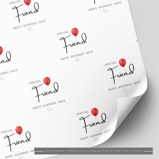Special Friend Red Balloon Birthday Wrapping Paper