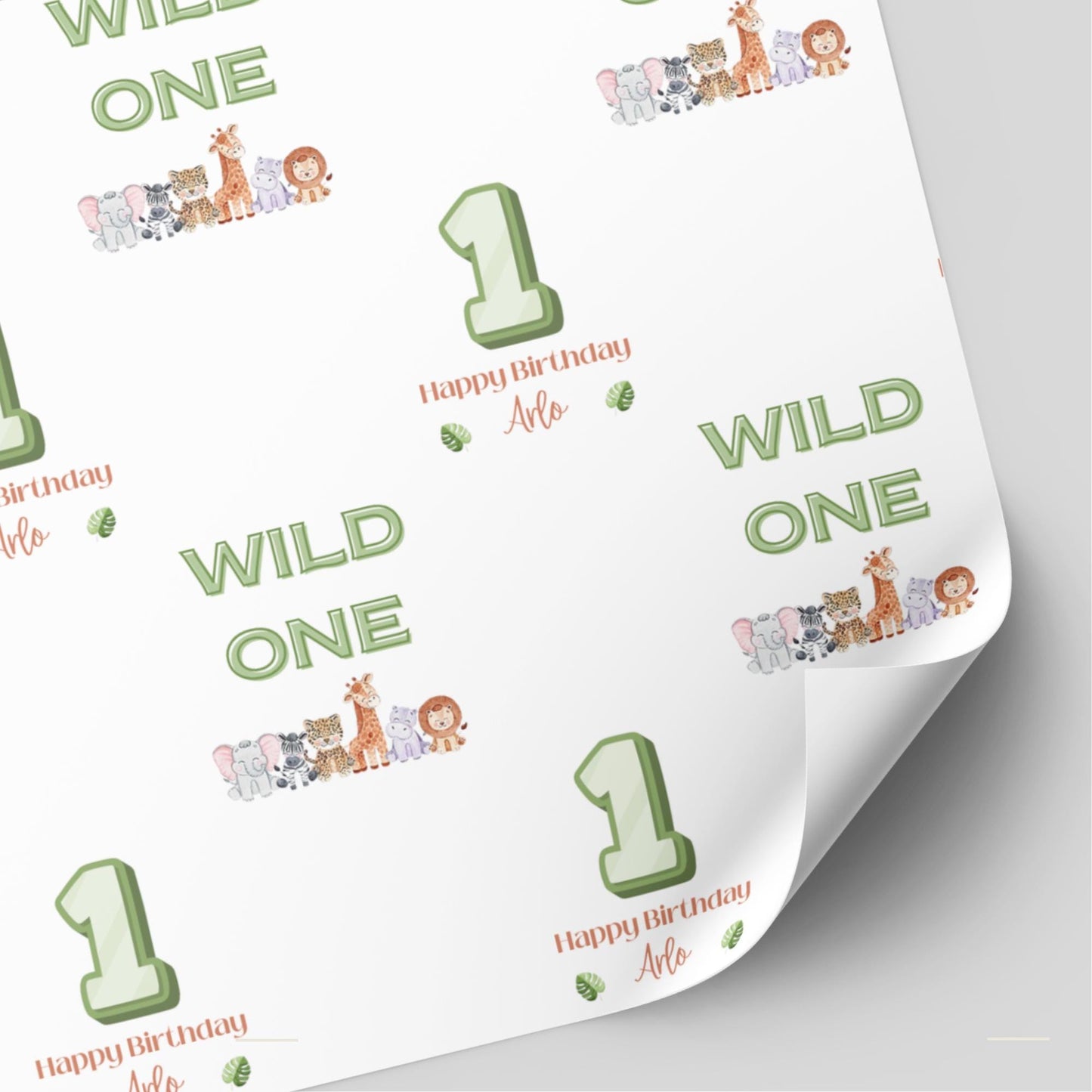 Animal Birthday Wrapping Paper: Wild One, Two Wild, Young, Wild and Three