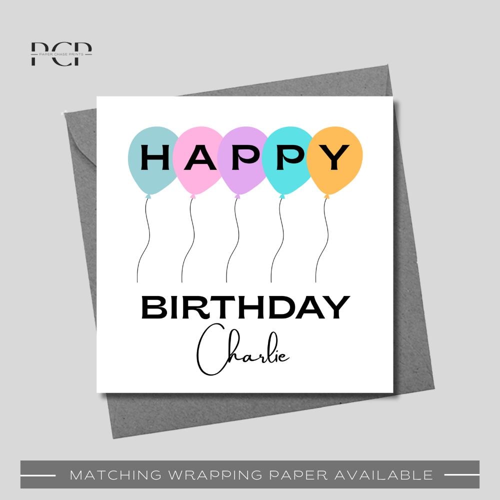 Happy Balloon Birthday Wrapping Paper