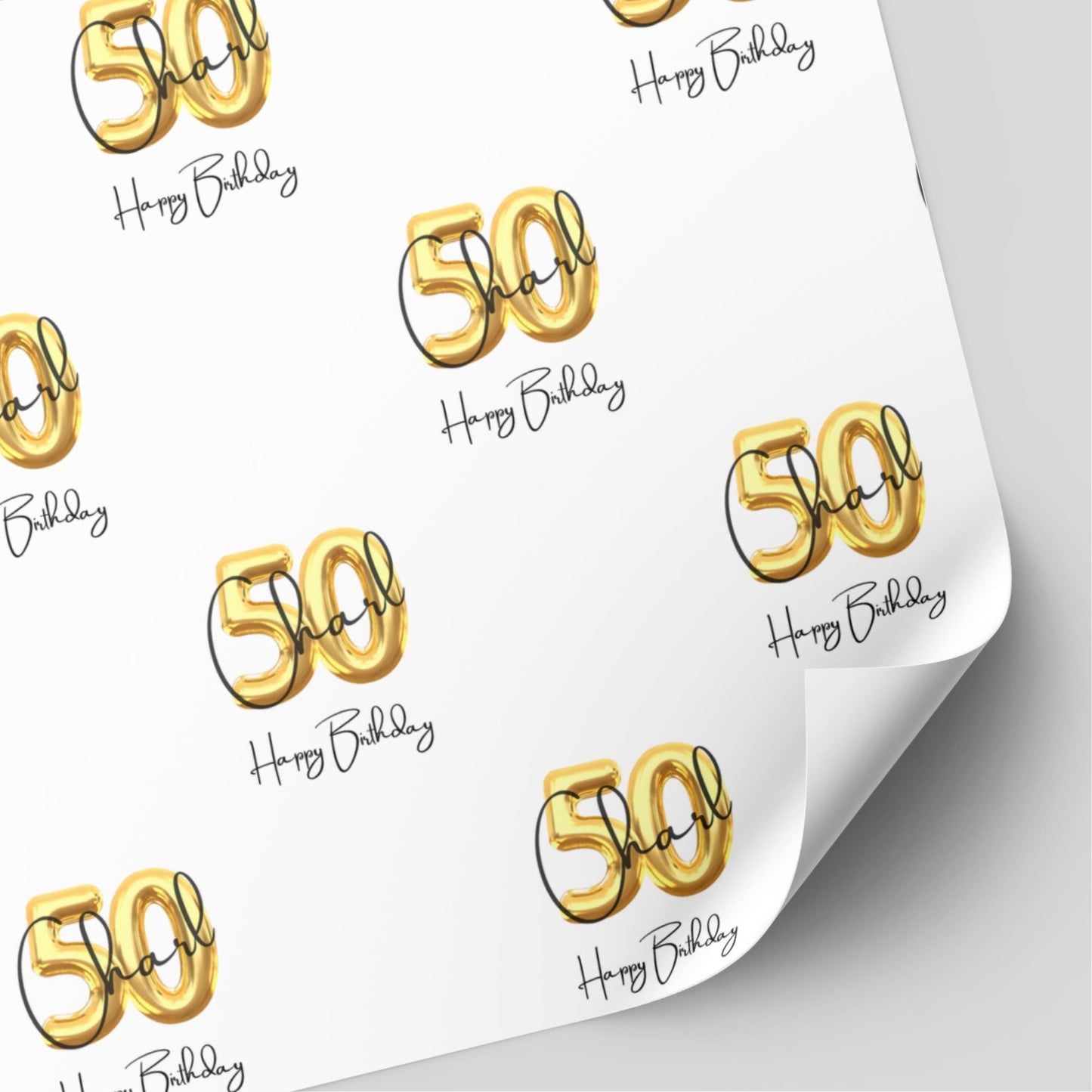 Gold Balloon Birthday Wrapping Paper