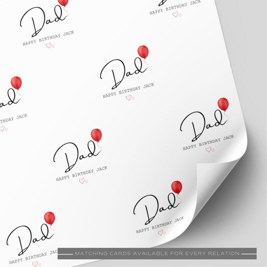 Dad/Step Dad/Father In Law Balloon Birthday Wrapping Paper