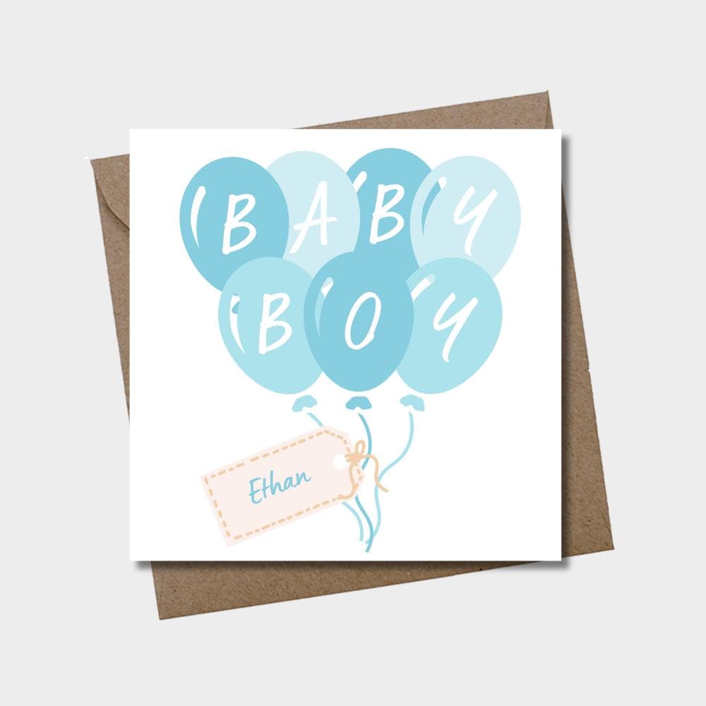 Baby Boy Blue Balloons Wrapping Paper