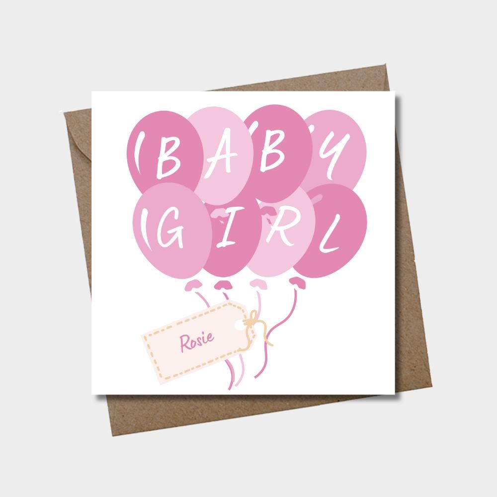 Baby Girl Pink Balloons Wrapping Paper