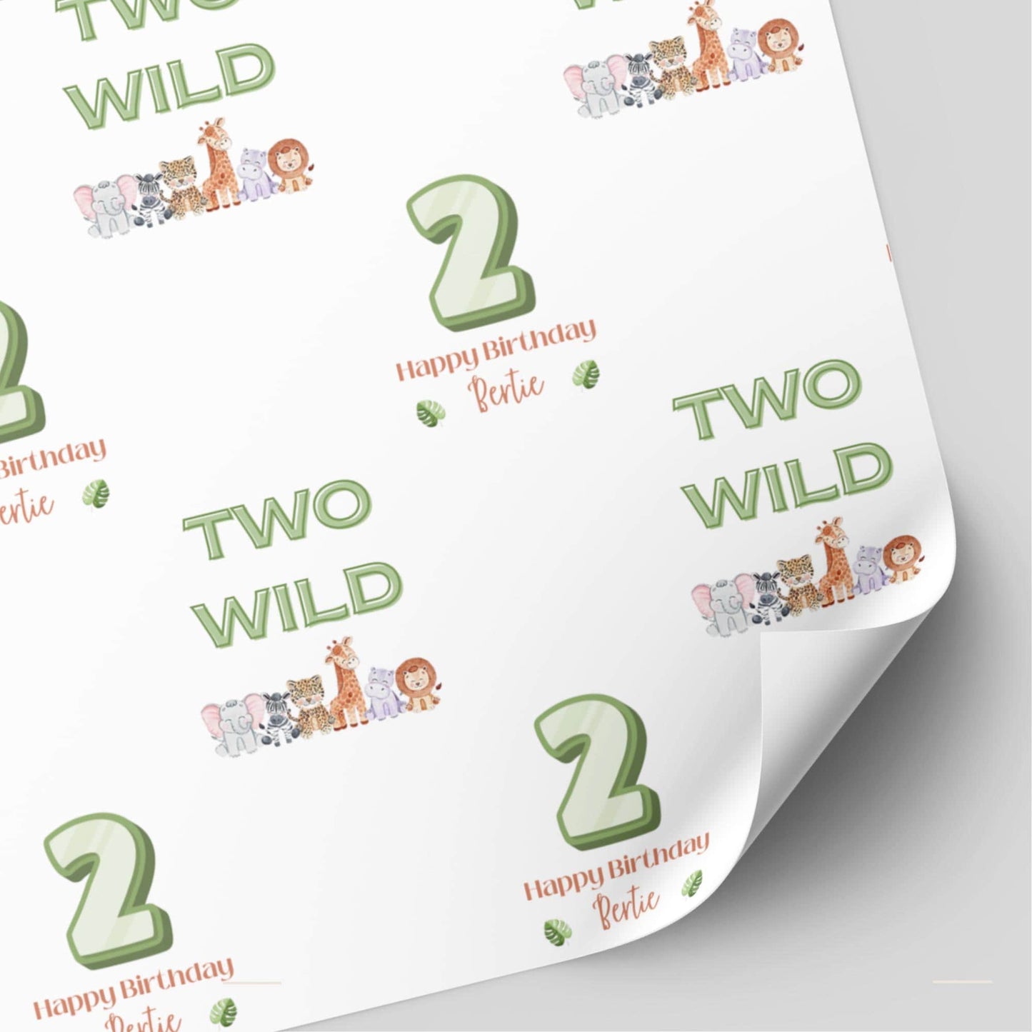 Animal Birthday Wrapping Paper: Wild One, Two Wild, Young, Wild and Three