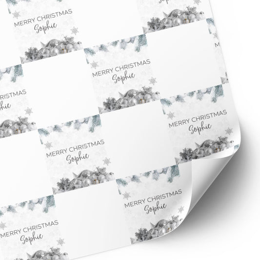 Silver Snowflake Wrapping Paper
