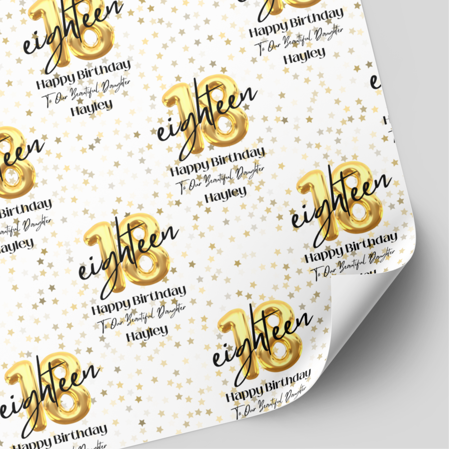 18th Birthday Gold Balloon Wrapping Paper