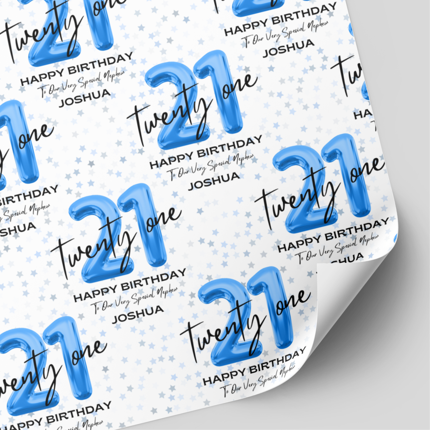 21st Birthday Blue Balloon Wrapping Paper