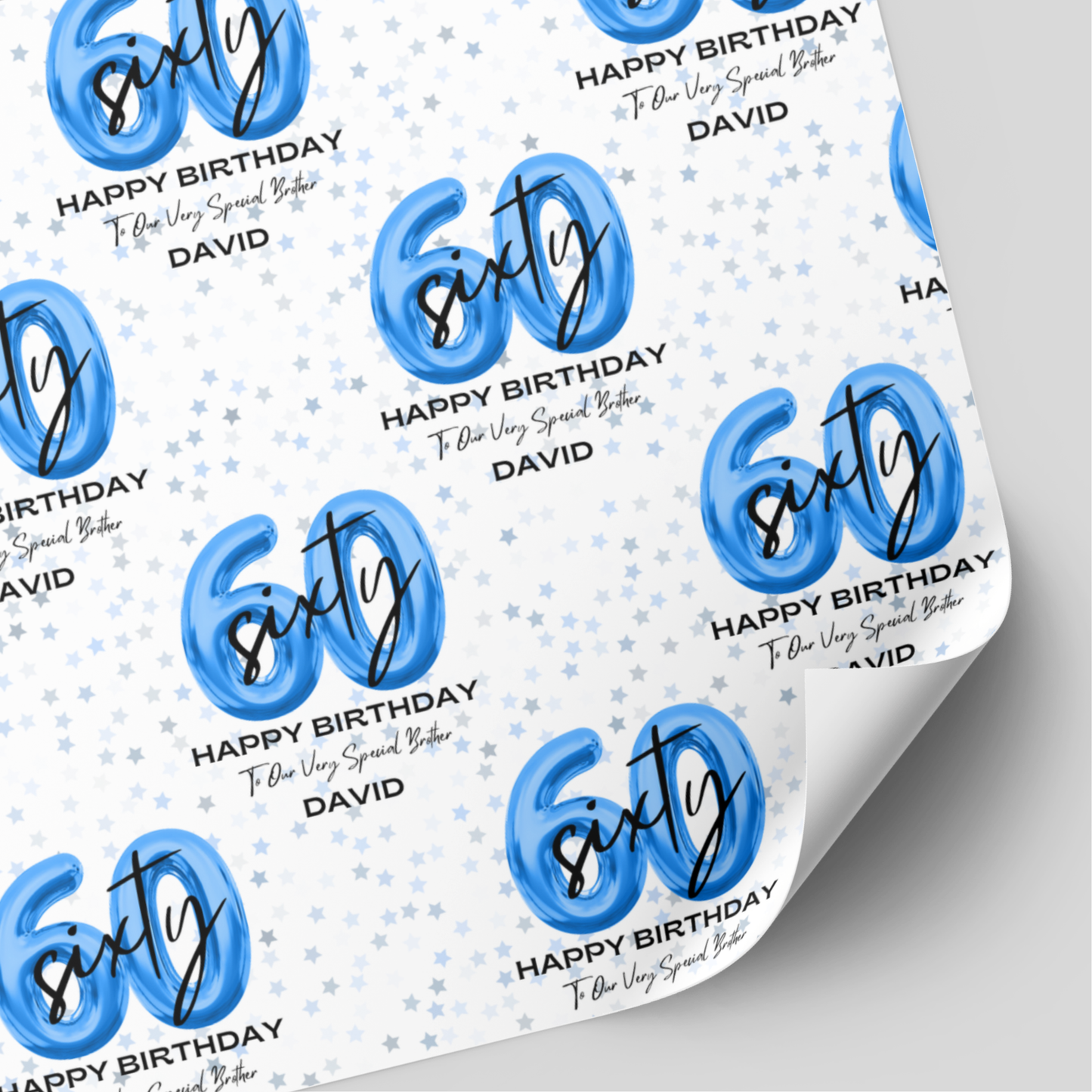 60th Birthday Blue Balloon Wrapping Paper