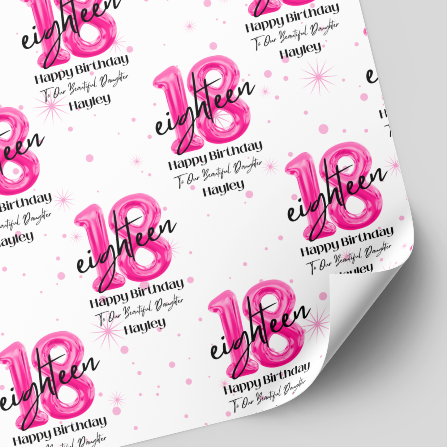 18th Pink Balloon Birthday Wrapping Paper