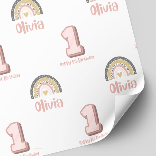 Rainbow 1st Birthday Wrapping Paper