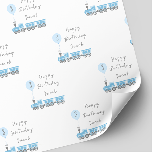 Train Birthday Wrapping Paper